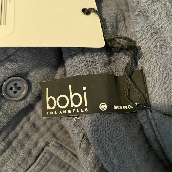 NWT bobi Button-Up PREP Gauze Crop Shacket Jacket Top Size 2 100% Cotton - Picture 4 of 5